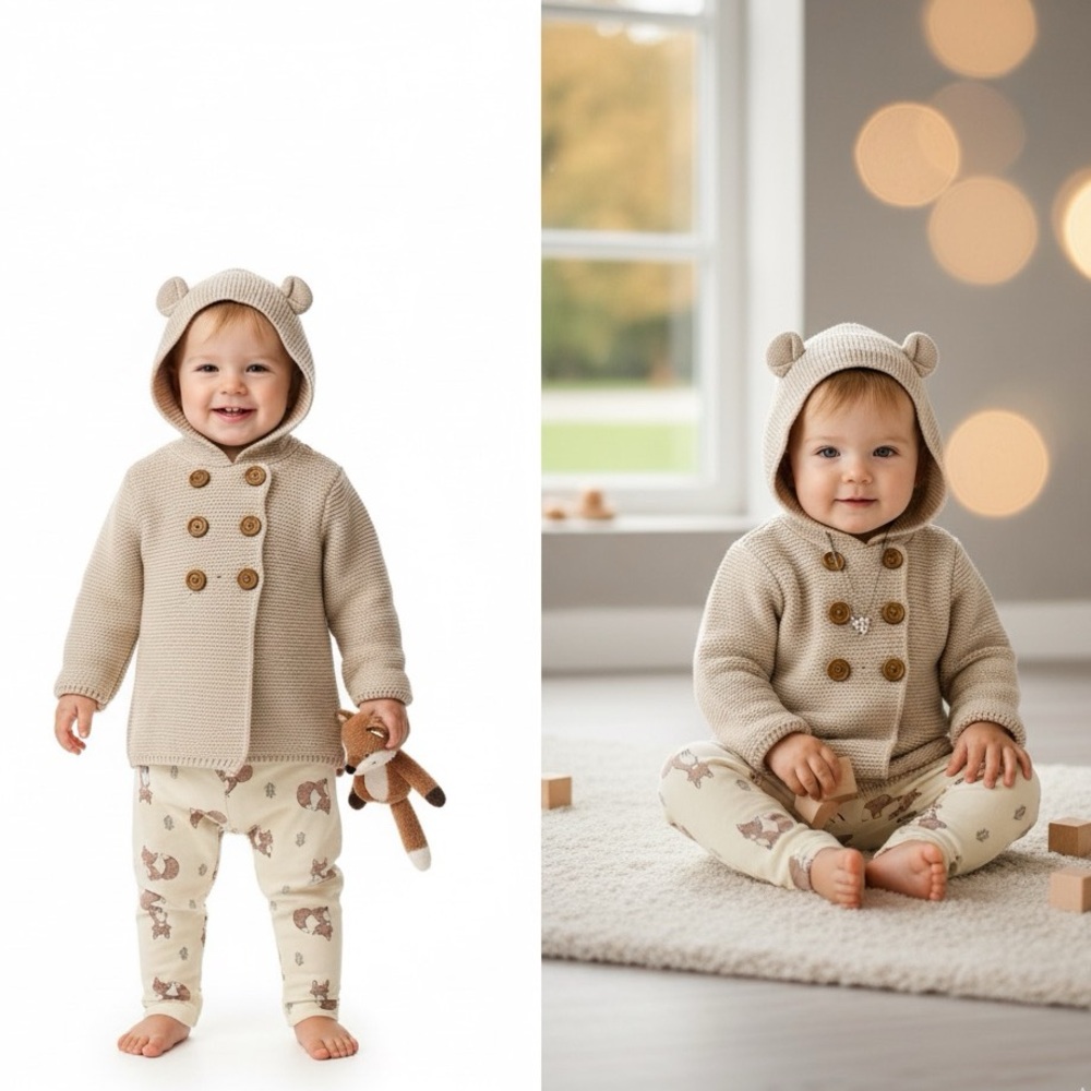 Spencer by Jaclyn Smith Baby Fox Outfit | 2-Piece Sweater Set‎ 3-6M